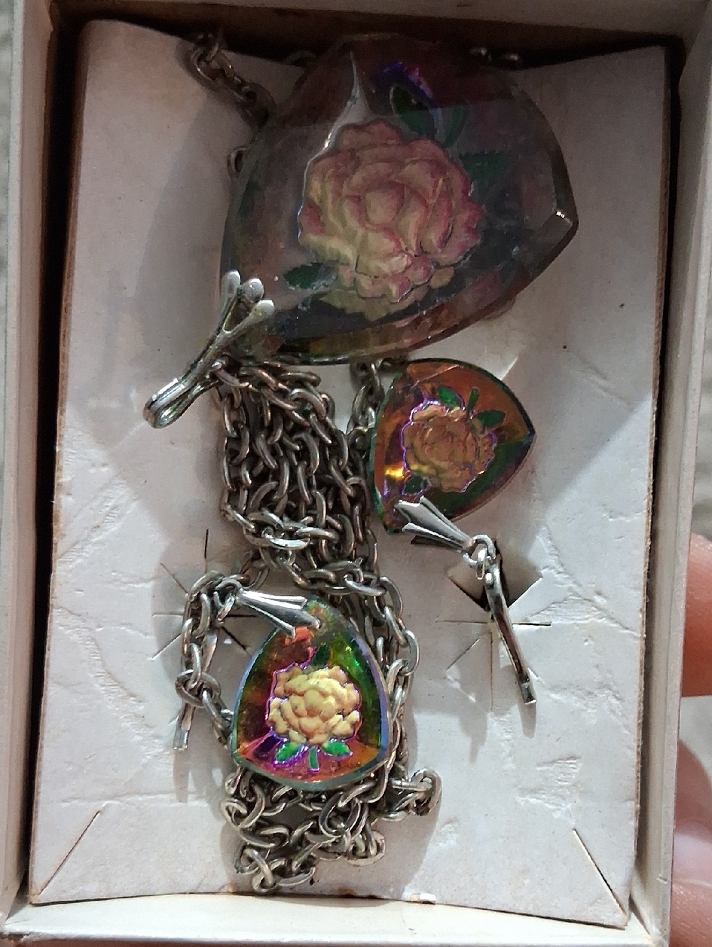 Silver-Tone Floral Pendant Necklace with Pink Rose Accents